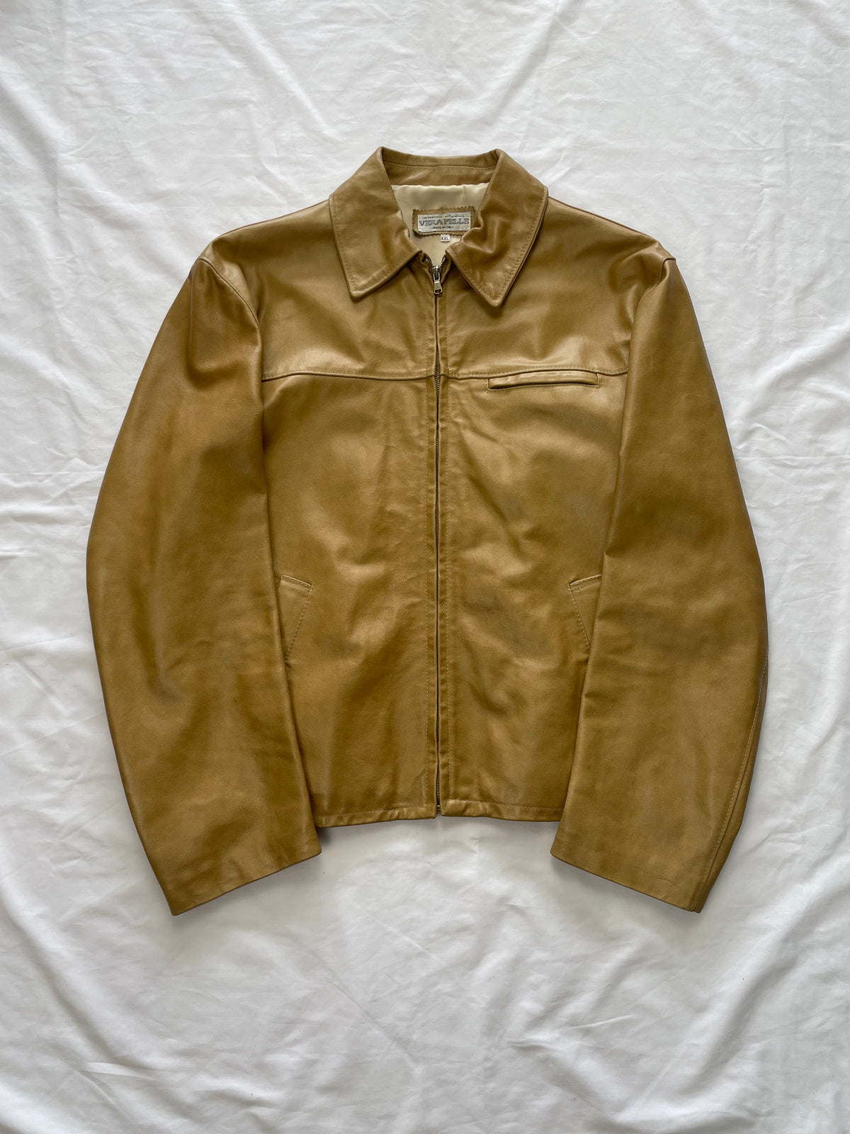 Giacca in pelle caramello