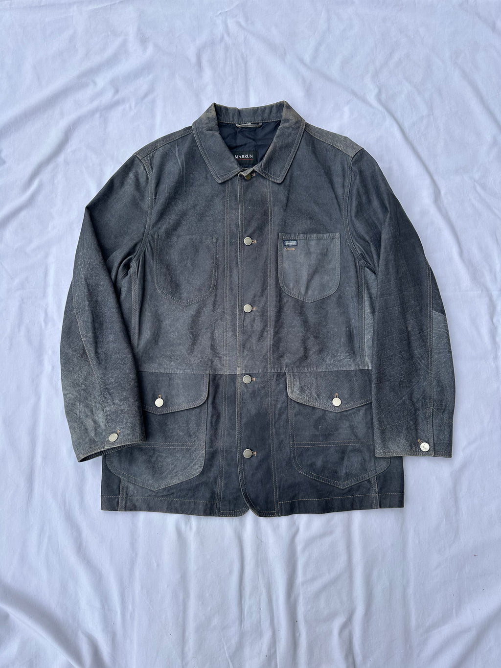 Sahariana in pelle effetto denim