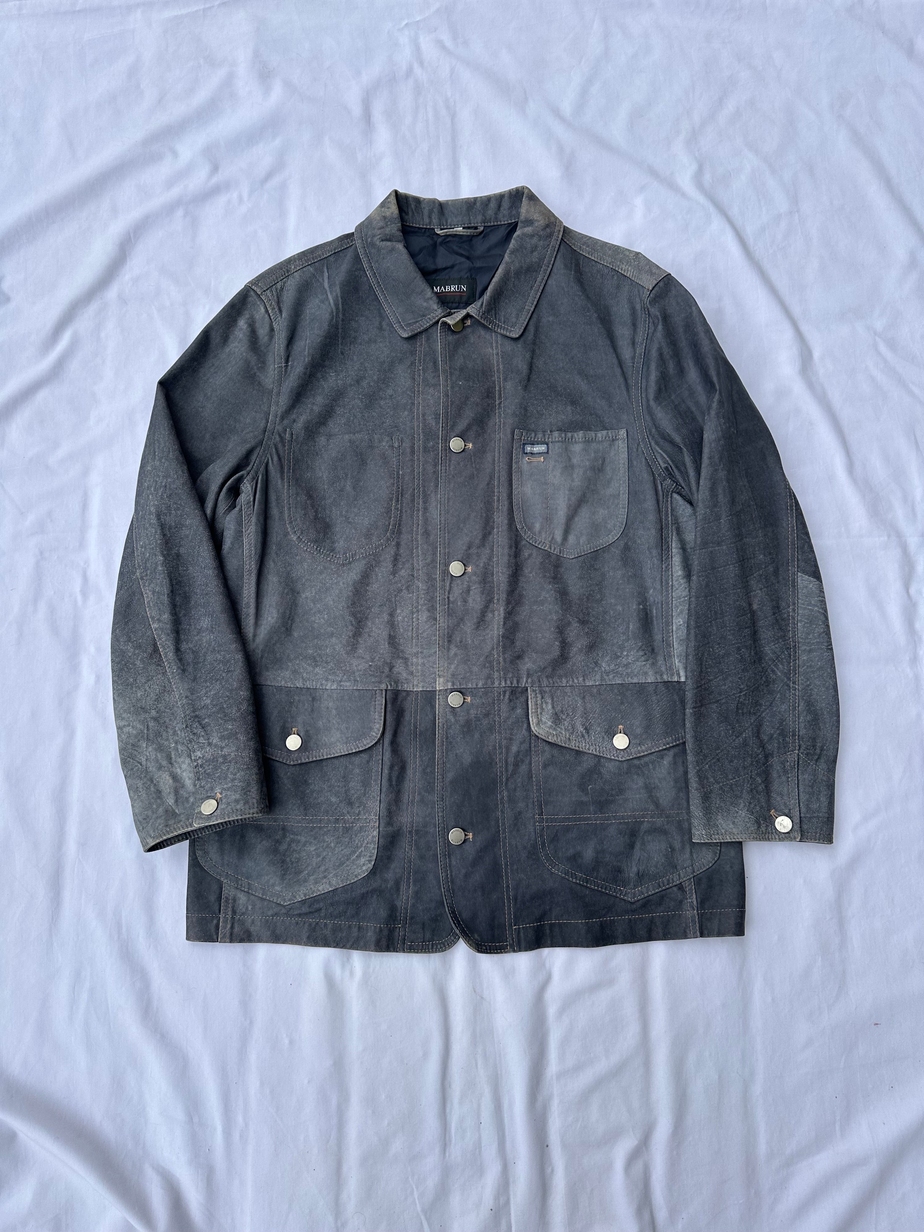 Sahariana in pelle effetto denim