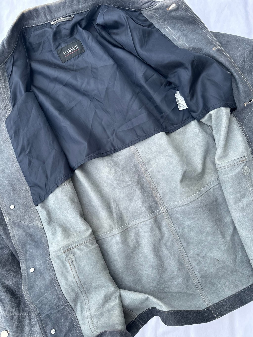 Sahariana in pelle effetto denim