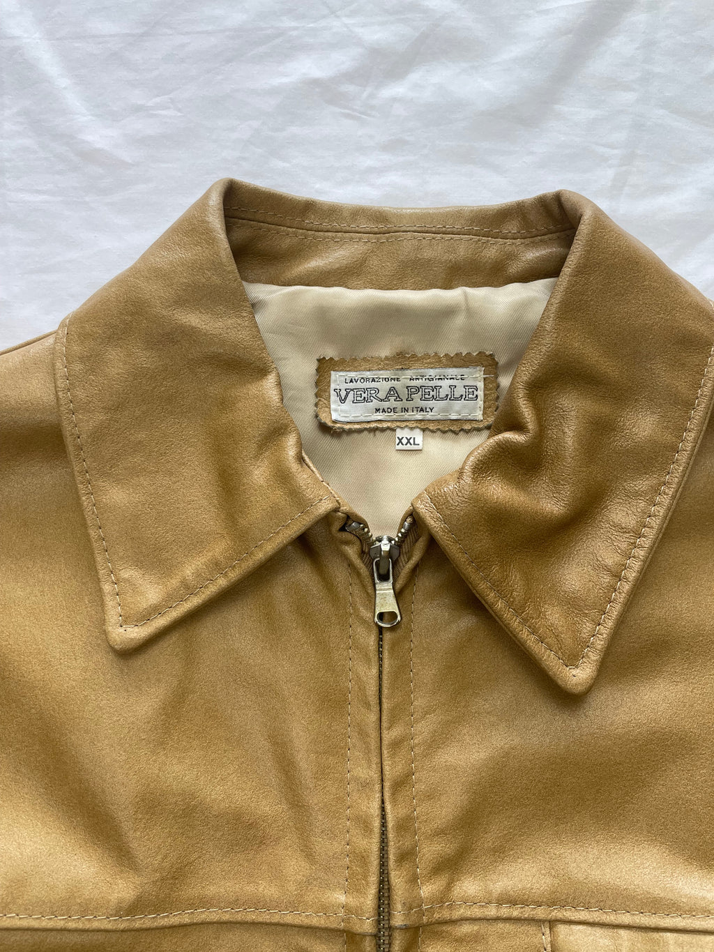 Giacca in pelle caramello