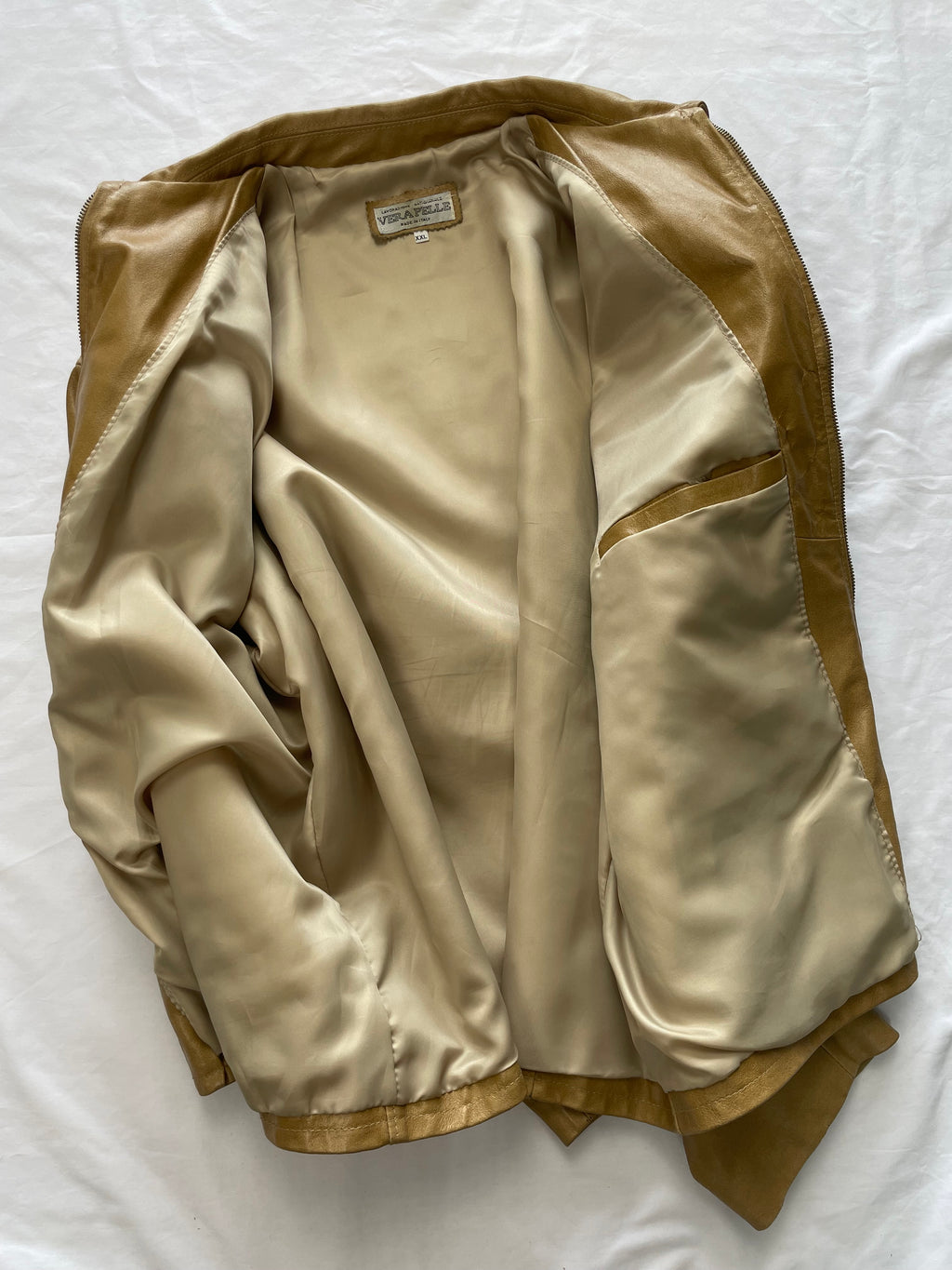 Giacca in pelle caramello