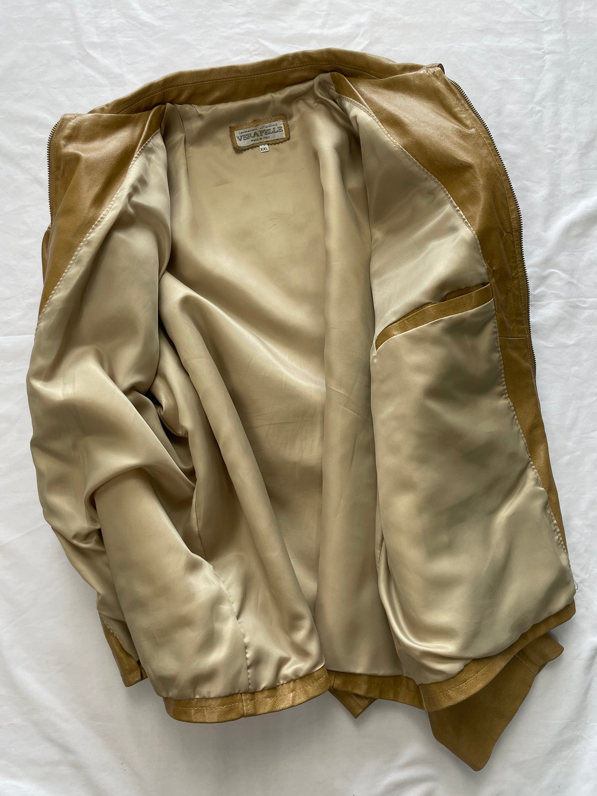 Giacca in pelle caramello
