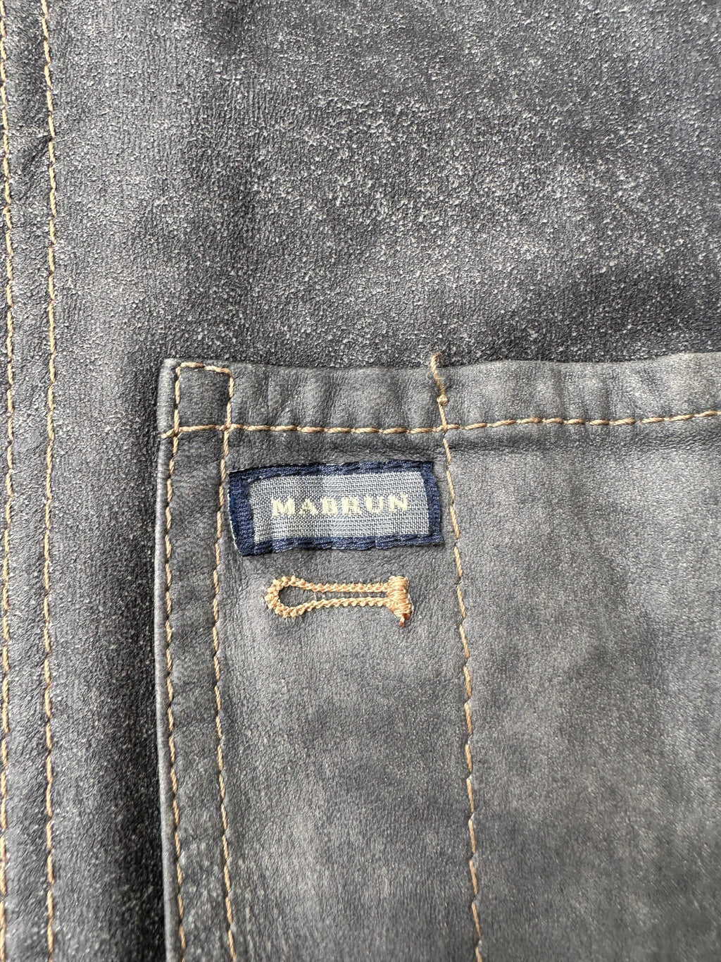 Sahariana in pelle effetto denim