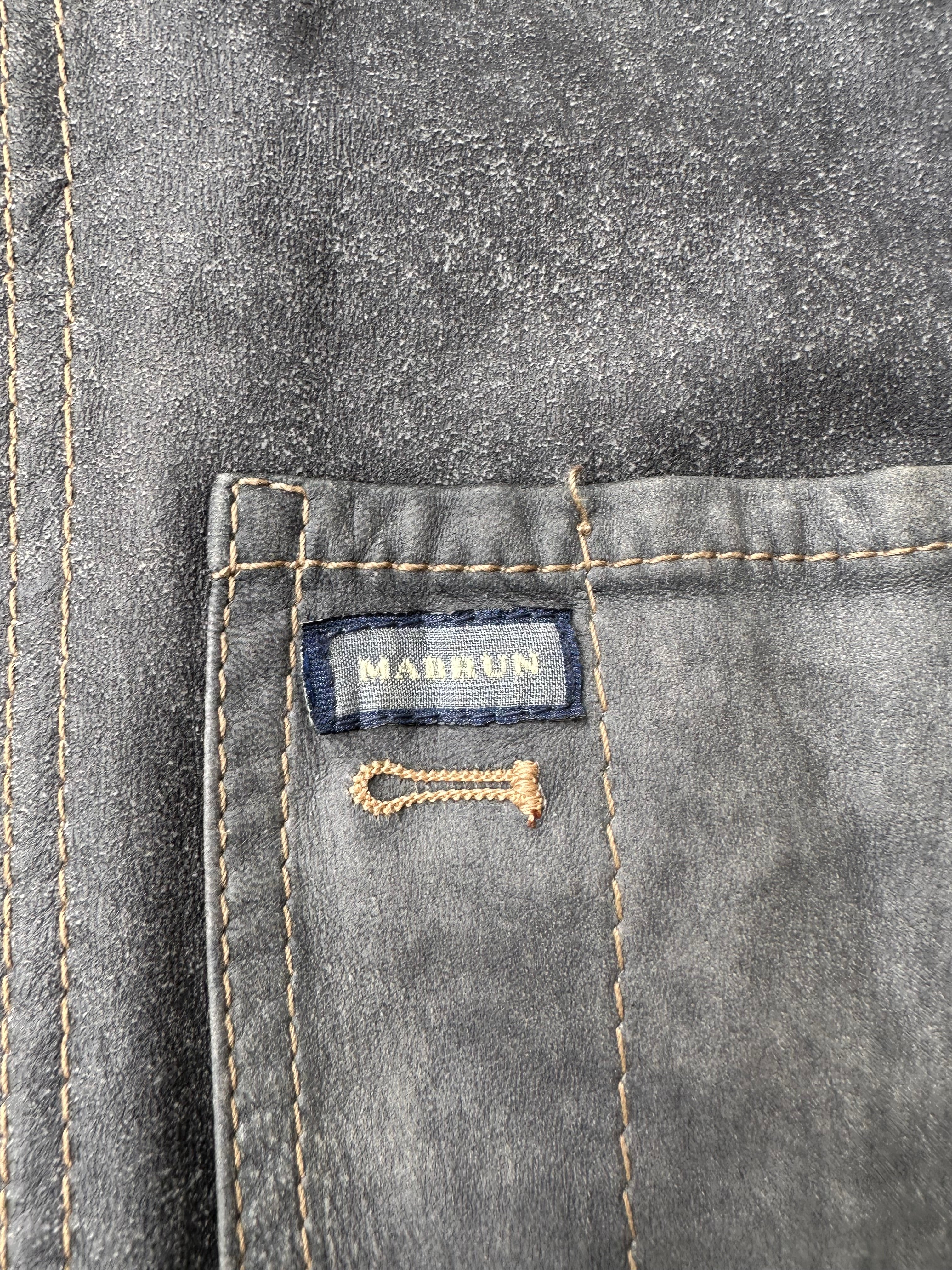 Sahariana in pelle effetto denim