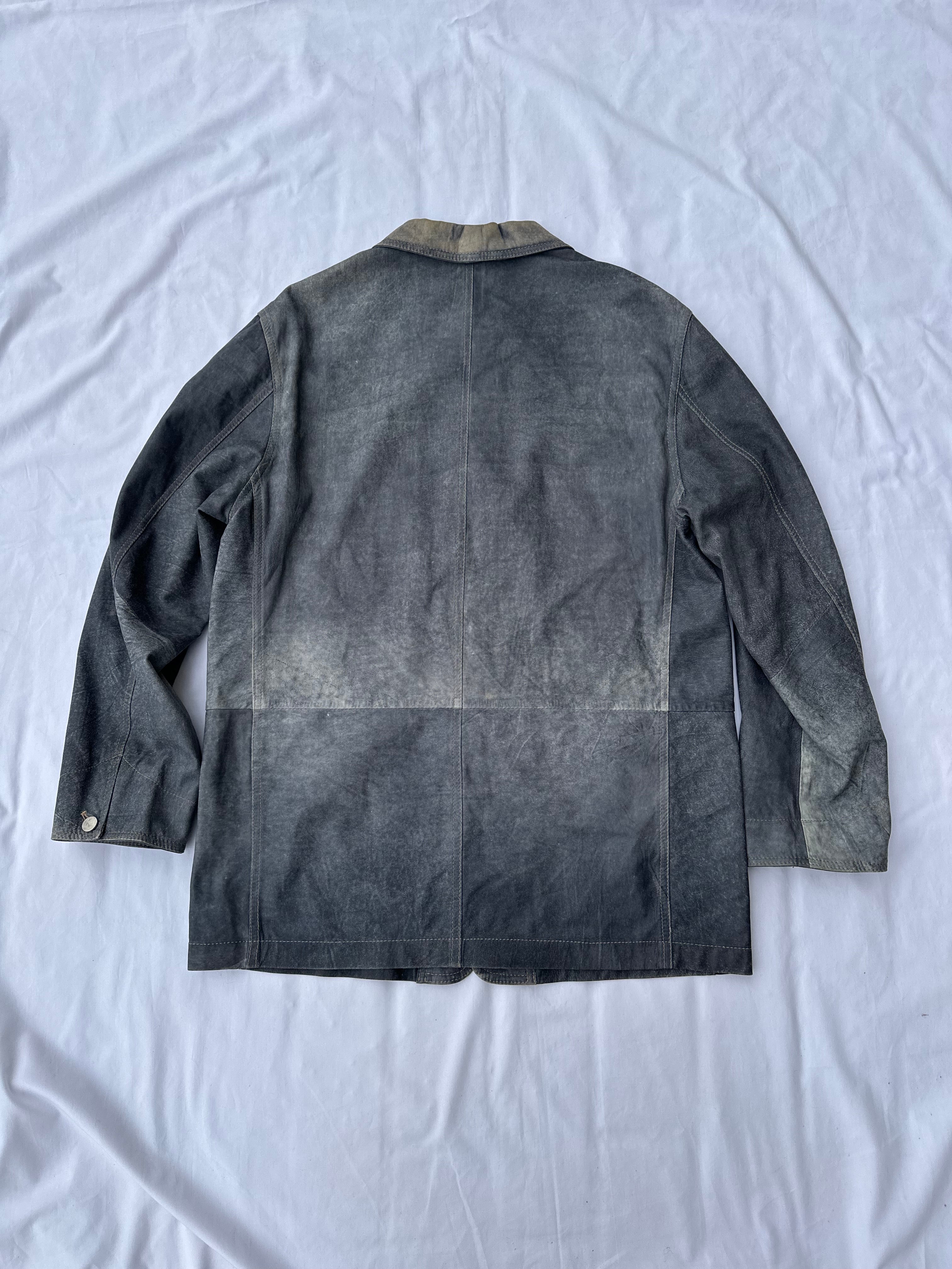 Sahariana in pelle effetto denim