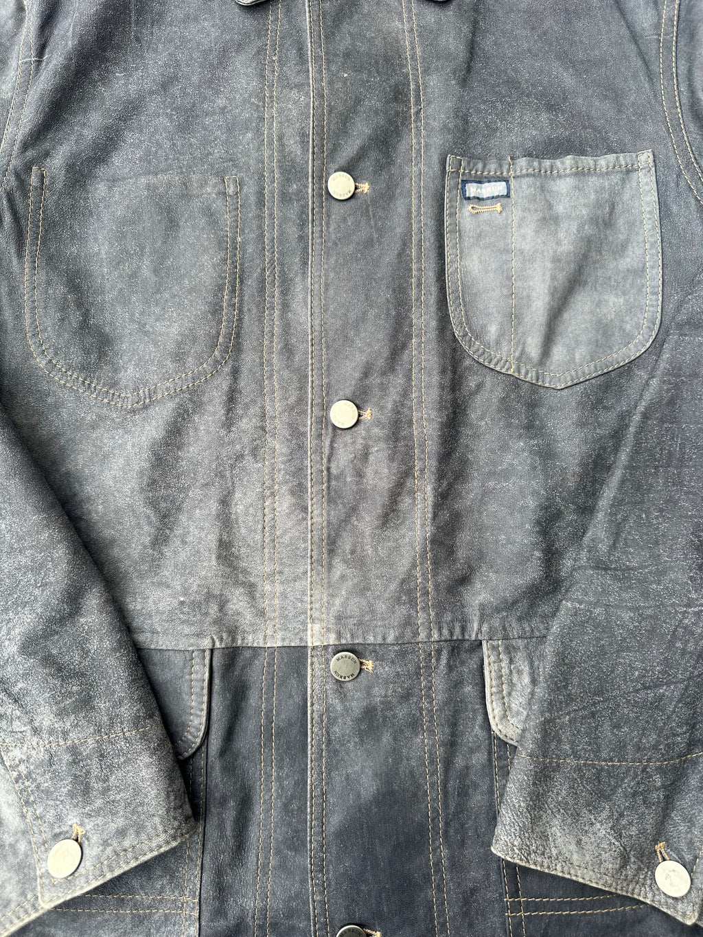 Sahariana in pelle effetto denim