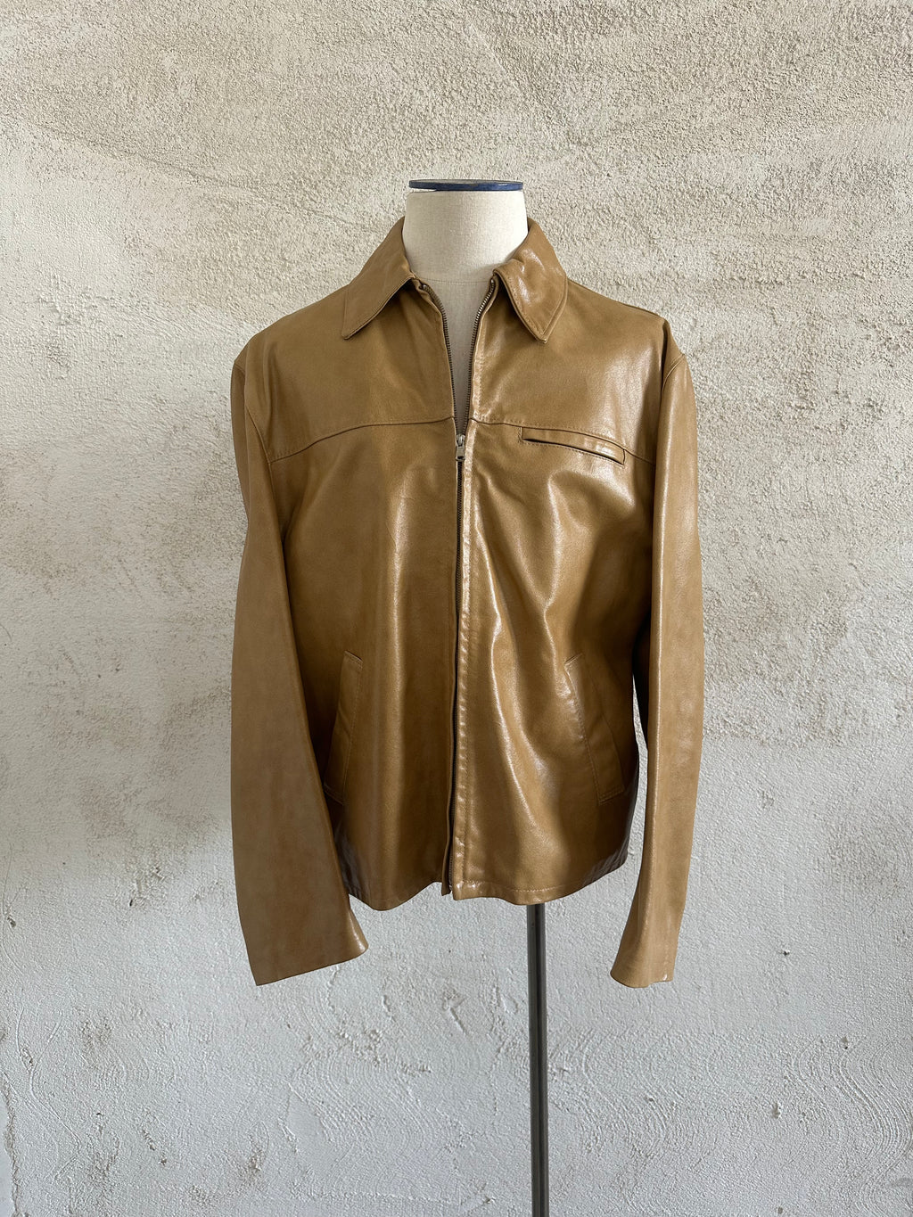 Giacca in pelle caramello