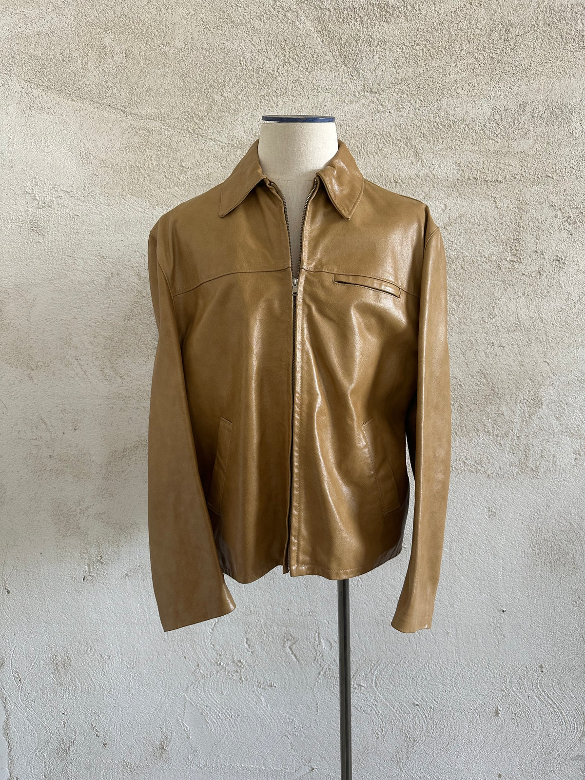 Giacca in pelle caramello
