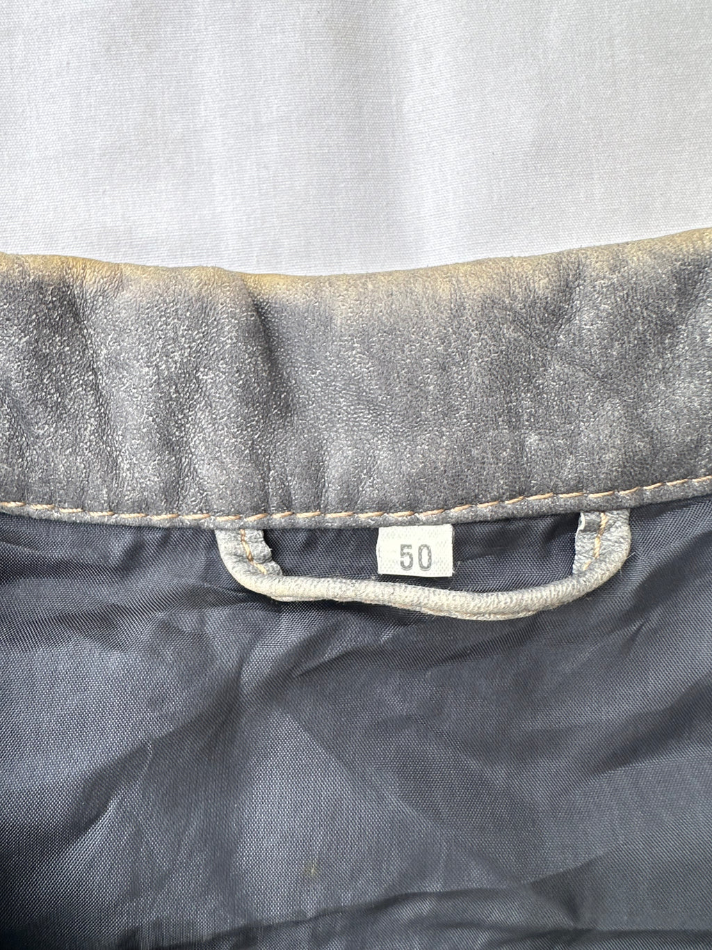 Sahariana in pelle effetto denim