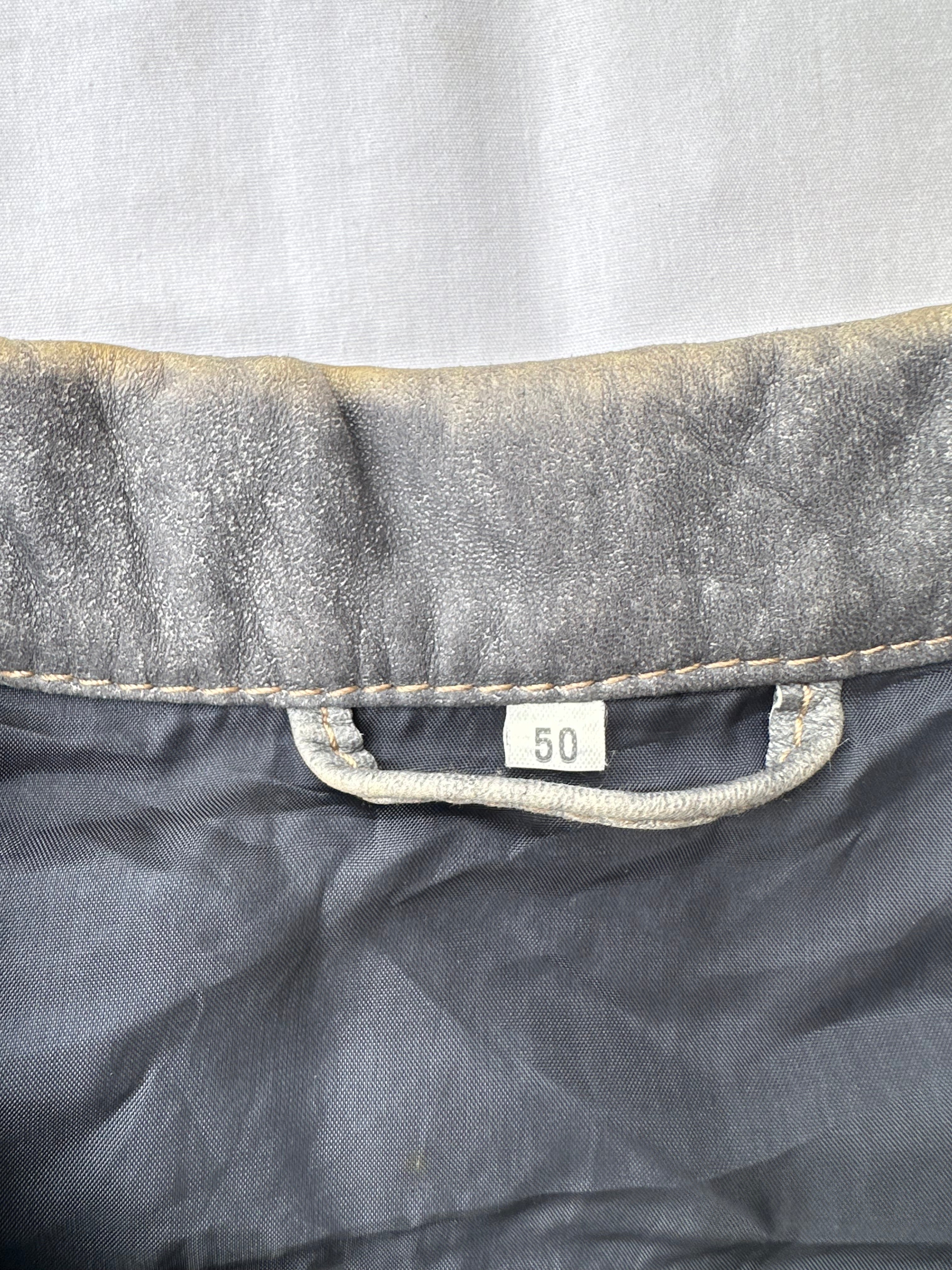 Sahariana in pelle effetto denim