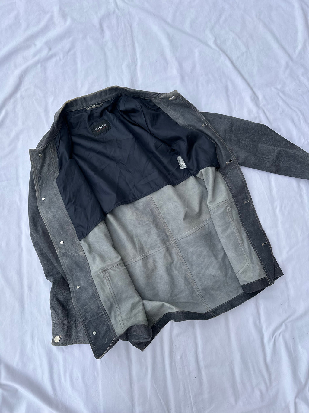 Sahariana in pelle effetto denim