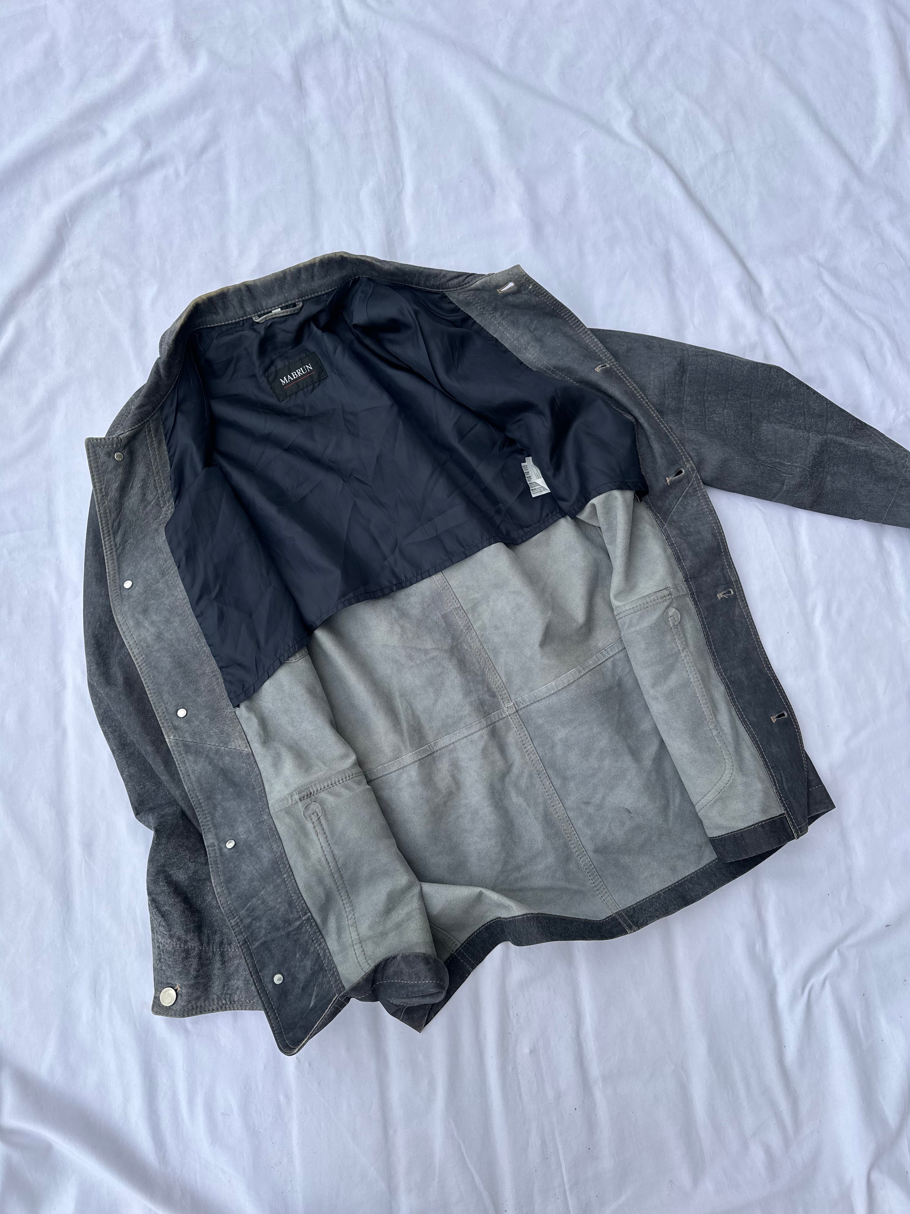 Sahariana in pelle effetto denim